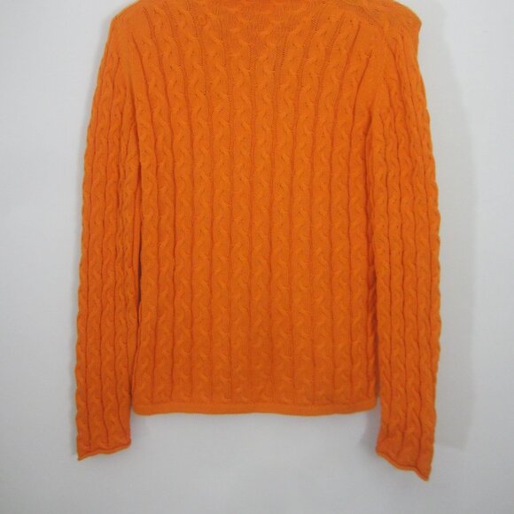 Unbranded Womens L Orange Peruvian Pima Cotton LS Cable Knit Mock Neck Sweater - Picture 9 of 10